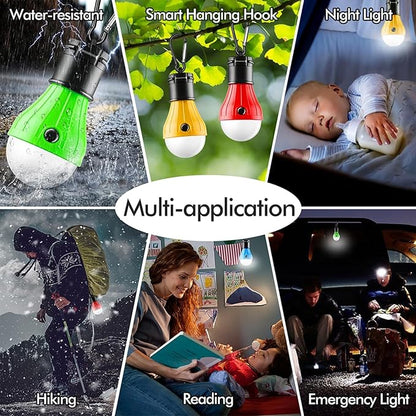 FLY2SKY Portable LED Gear Camping Lights with Clip Hook Emergency Light | Battery Powered LED Tent Lights Bulbs Outdoor Camping Essentials for Hiking Backpacking Hurricane Power Outage Emergency Gear