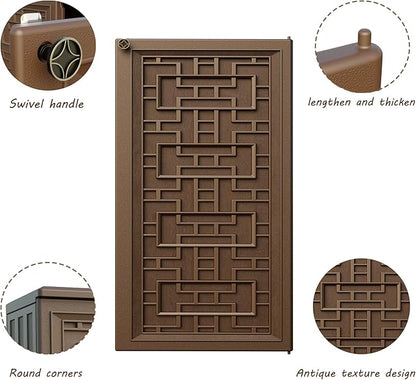 Storage Box Outdoor Caninet,Resin Indoor Storage Box Waterproof Outdoor Storage Cabinets for Patio/Garden/Backyard, Size 34.3''L*15''W*36.2''H(Brown)