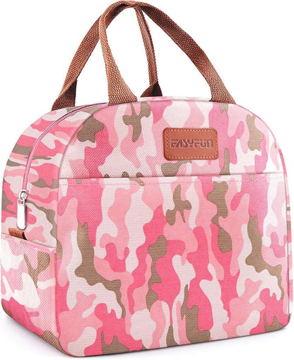 Lunch Bag for Women & Men Adult Insulated Lunch Box, Small Leakproof Cooler Food Lunch Containers Reusable High Capacity Lunch Tote Bags for Work, Travel, Outdoor (Pink Camo)