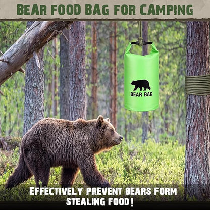Foilswirl 1 Set Bear Food Bag for Camping Ultralight Food Hanging System Includes Waterproof Bear Bag, Nylon Ropes, Hooks for Camping Backpacking