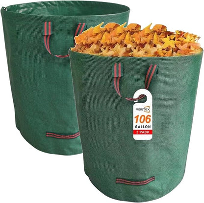 Leaf Collector & Leaf Bag 2-Pack | 106 Gallon Reusable Standable Yard Waste Bags | Portable Durable Garden Clippings Container with 4 Handles for Lawn Care, Camping & Recycling