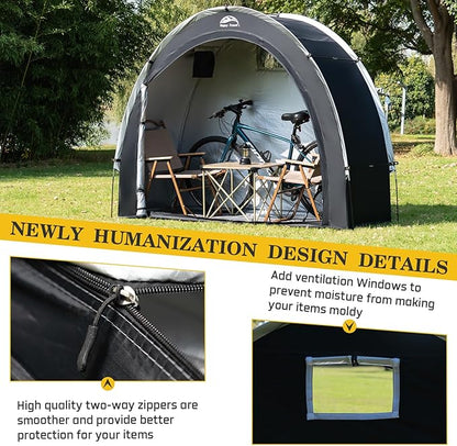 Happy Travel Bike Storage Shed Tent,Outdoor Portable Bicycle Storage Sheds with 210D Oxford Fabric PU4000 Waterproof for 2/3/4/6/8 Bikes,Bike Covers Shelter for Motorcycle,Garden Tools,Toys,Lawn Mower