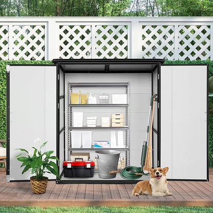 5x3ft Outdoor Storage Shed, Resin Cabinet with Lockable Doors – Weatherproof Storage for Bikes, Patio, Tools & More – Durable & Stylish (Black) (1 Doors)