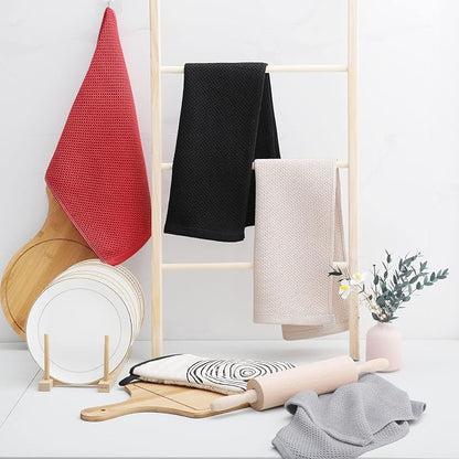 Homaxy 100% Cotton Waffle Weave Kitchen Towels, 5-Pack, Brick Red | 13 x 28 Inches, Ultra Soft Absorbent Dish Towels, Quick Drying Cleaning Towels