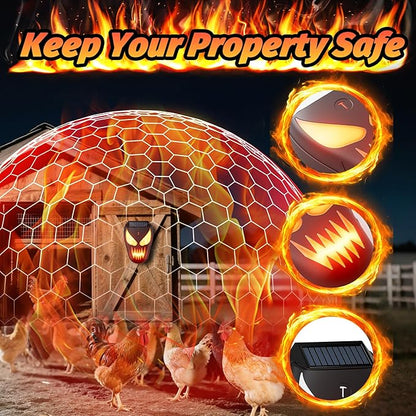 Solar Coyote Deterrent Predator Lights - Nocturnal Animal Repeller with Red LED Flashing Lights for Chicken Coop, Yard & Garden Protection Against Raccoons, Foxes, Deer, Skunks, Hawks 4 PCS