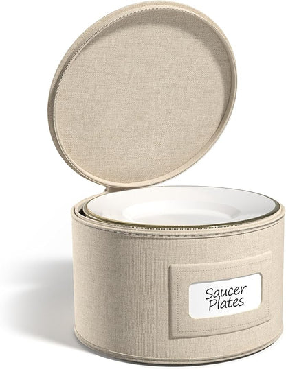 Sorbus China Storage Containers – Dinnerware Organizer for Dessert Plates with Lid (Holds Service for 12) with Felt Protectors – 7.25" x 5"