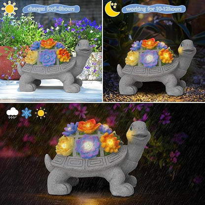 Womens Gifts Solar Turtle Statues for Garden Decor, Outdoor Sculptures for Clearance Lights for Outside Lawn Ornaments Porch Patio Balcony Yard Home - Birthday Easter Gifts for Mom Grandma