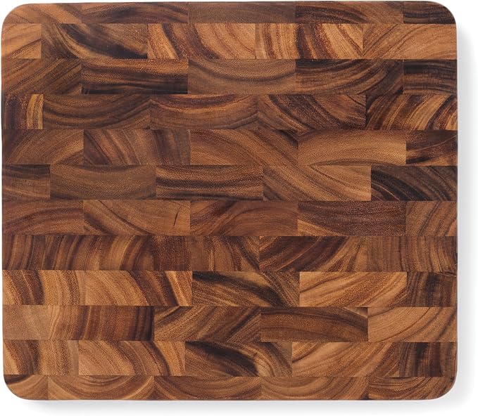 Ironwood Gourmet Oslo End Grain Utility Cutting Board, 14 x 16 Inches, Natural Acacia Wood
