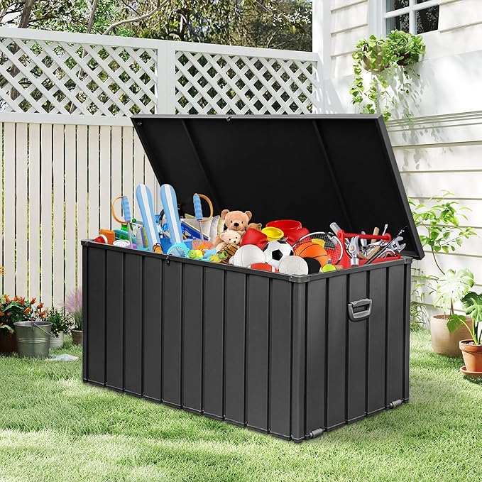 Domi 200-Gallon Outdoor Storage Box – Waterproof, Lockable Storage Cabinet for Patio Furniture, Garden Tools & Pool Supplies – Large Metal Storage for Cushions, Toys & More