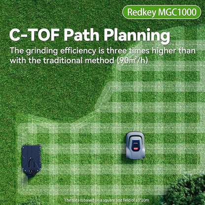 Redkey MGC1000 Robot Lawn Mower with 590ft Boundary Wires for 0.25 Acre (1/4 Acre), 45% Slope, 70Mins Runtime, Auto Recharge, Automatic Robotic Lawn Mower w/Precise Location & Breakpoint Detection