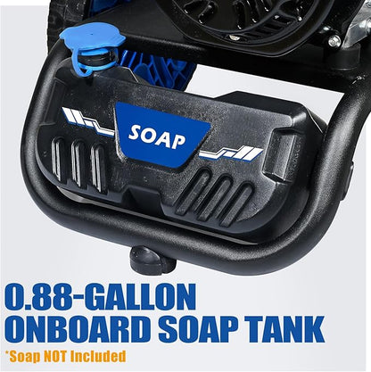 TOOLCY 3400 PSI & 2.8 GPM Gas Powered Pressure Washer with Onboard Soap Tank, Power Washer for Cleaning Cars Homes Patios Fences Driveways, Spray Gun, 5 Nozzles, 50FT Pressure Hose (Foldable Frame)
