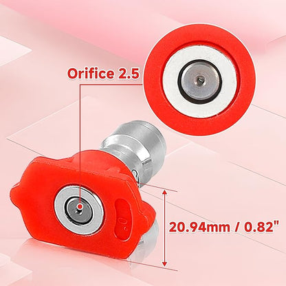 Tool Daily Pressure Washer Tips, 0 Degree Red Power Washer Nozzle Tips 7 Pack with Nozzle Holder, 1/4 Inch Quick Connect, 4000 PSI