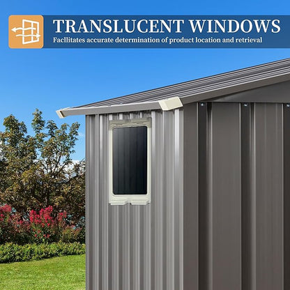 Vongrasig 5 x 3 FT Outdoor Storage Shed, Metal Shed Small Garden Tool Storage Shed with Window and Lockable Door for Outside Backyard Patio Lawn (Grey)