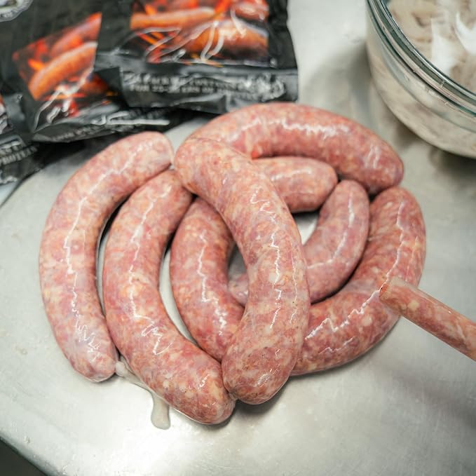 Bearded Butchers Apple Cinnamon Bratwurst DIY Kit – Sweet & Savory Brats – Includes Apple Cinnamon Seasoning, Dried Apples & 32mm-35mm Natural Hog Casings – Makes Up to 25 lbs Meat