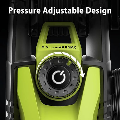4000 Max Adjustable PSI Pressure Washer, 2 Max GPM Power Washer with 33 FT Hose Reel, Steel Wand, 500ml Foam Cannon, 4-Nozzle Set, Electric Pressure Washer for Cars, Fences, Patios