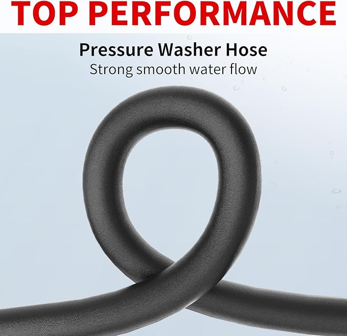 Pressure Washer Hose 75FT, 4800PSI High Tensile Wire Braid Kink Resistant Power Washer Extension Hose, 3/8" Flexible Replacement Hose with 3/8 Quick Connect