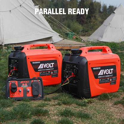 AIVOLT Inverter Generator 4300W Gas Powered Portable Super Quiet Outdoor Generator RV Ready for Camping Tools and Home Use, EPA Compliant
