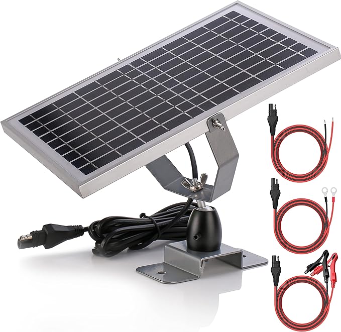SUNER POWER 10W 12V Solar Battery Charger Maintainer, Built-in Smart MPPT Charge Controller, Adjustable Mount Bracket, Waterproof 10 Watt Solar Panel Kits for Car Automotive Boat Marine RV Trailer