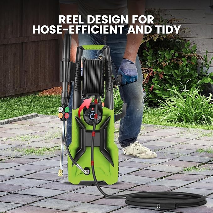 Pressure Cleaner 5000 PSI 3.0 GPM Adjustable Pressure, Power Cleaners Powered with 33ft Pressure Hose, 4 Nozzles and 500ml Foam Cannon, Cleaner Machine for Home, Car, Green
