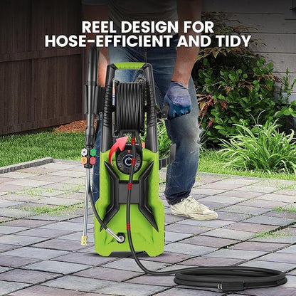 Pressure Cleaner 5000 PSI 3.0 GPM Adjustable Pressure, Power Cleaners Powered with 33ft Pressure Hose, 4 Nozzles and 500ml Foam Cannon, Cleaner Machine for Home, Car, Green