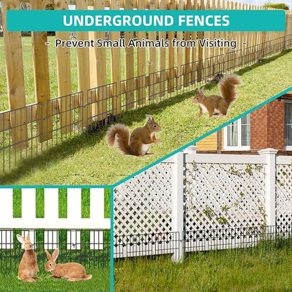 Animal Barrier Fence, 25 Panels No Dig Fences, 17in(H) X 27ft(L) Garden Fence Animal Barrier for Rabbits and Dog Under Fence Barrier, Rustproof Metal Fences Border for Outdoor, Yard, Patio