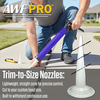 AWF PRO Sausage Caulking Gun 20 oz, 12:1 Thrust Ratio | 20 oz Foil Pack and 10 oz Cartridge Convertible, Aluminum Barrel, Includes 3 Tips