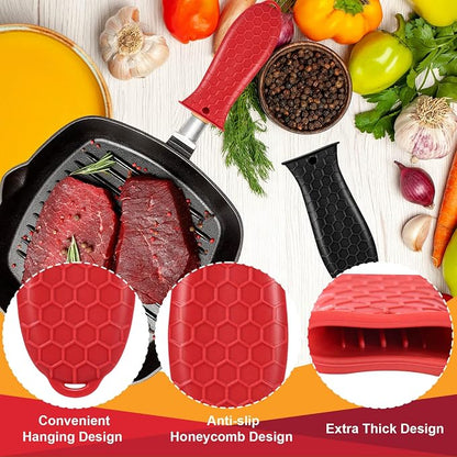 5pcs Cast Iron Handle Cover, Silicone Hot Handle Holder | Heat Resistant Cast Iron Skillet Covers Potholder for Frying Pans and Griddles Kitchen Supplies under 400℉