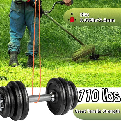 2-Pack String Trimmer Line .095 Compatible with Ego String Trimmer 095 Weed Eater String Pre-Cut Dual Color 3-section Fast-positioning Twisted Trimmer Line Universal Fit Weed Wacker String 14 ft