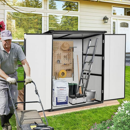 5x3ft Outdoor Storage Shed, Resin Cabinet with Lockable Doors – Weatherproof Storage for Bikes, Patio, Tools & More – Durable & Stylish (Black) (1 Doors)