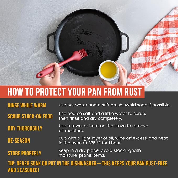 Chef Pomodoro Cast Iron Pizza Pan, 12 Inch, Pre-Seasoned Non-Stick Skillet | Multi-Use Cast Iron Cookware for Dosa Tawa, Roti, Tortilla Comal, Crepes, Oven, Grill, BBQ, and Campfire Cooking