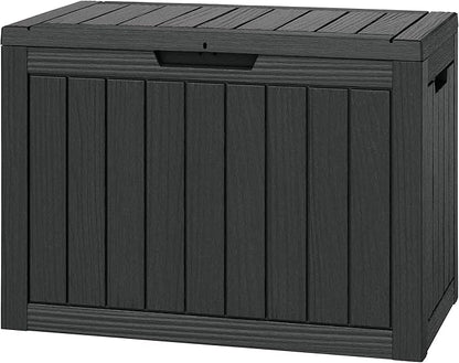 Outdoor Storage Box, Resin Deck Boxes Indoor and outdoor, Waterproof Storage Box Lockable Lid (Black, 45 Gallon)