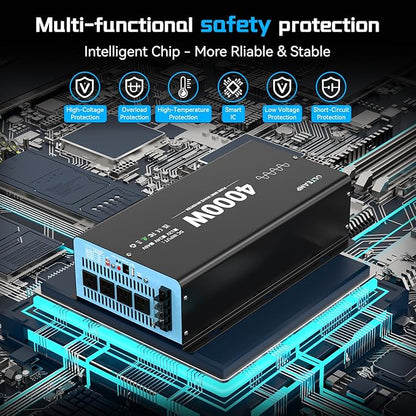 New 48V 4000 Watts Pure Sine Wave Inverter, 48V DC to 110V/120V AC Power Inverter with 4 AC Outlets, USB Port, Type-C Port for Truck, Vehicle, Power Outage, Remote Control with LCD Screen