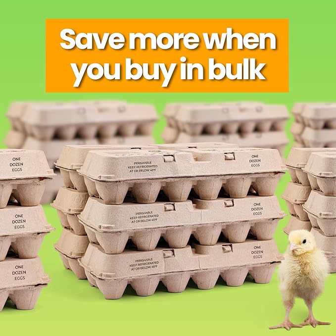 Egg Cartons - Pre Printed Paper Pulp Egg Crate - Reusable Egg Cartons 12 count, Dozen Eggs Containers, Lightweight Storage Crate for Farm Supply (Pack of 200)