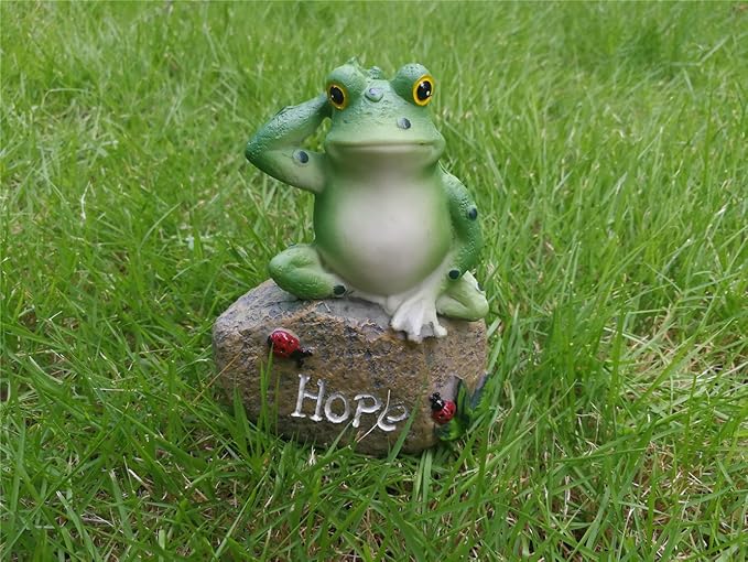 LANKER Frog Garden Statues – 3 Pack 5 Inch Frogs Sitting on Stone Sculptures Outdoor Decor Fairy Garden Ornaments