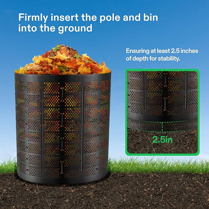 VIVOSUN 220 Gallon Outdoor Compost Bin, Expandable Composter, Easy to Setup & Large Capacity for Backyard, Lawn (Black with Gloves)
