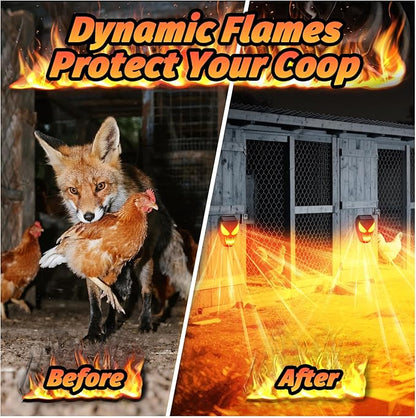 Solar Coyote Deterrent Predator Lights - Nocturnal Animal Repeller with Red LED Flashing Lights for Chicken Coop, Yard & Garden Protection Against Raccoons, Foxes, Deer, Skunks, Hawks 2 PCS