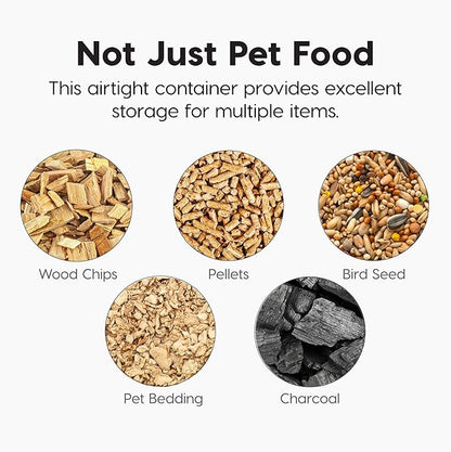 IRIS USA Airtight Dog Food Storage Container, WeatherPro, Up to 22 lbs, Removable Wheels, for Dog Cat Bird and Other Pet Food Storage Bin, Keep Fresh, Made in USA, Almond/Clear
