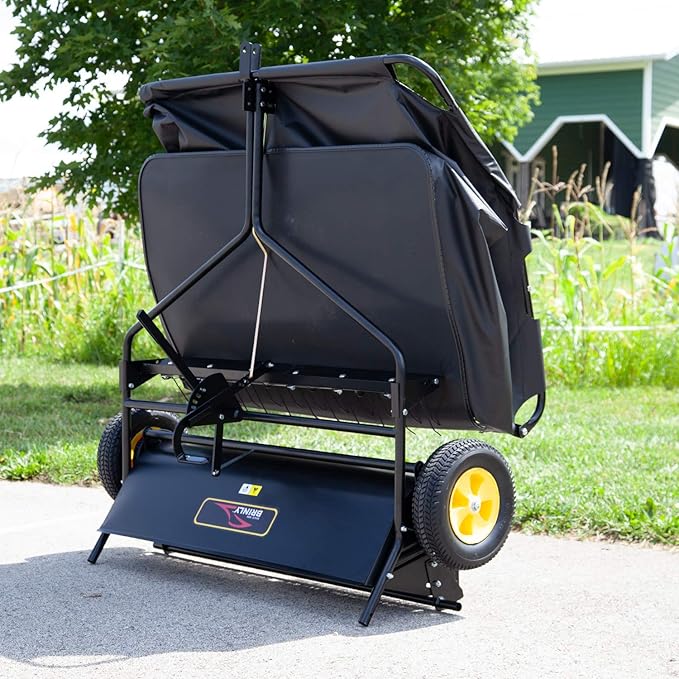 Brinly STS-42BHDK-A 42" Tow-Behind Lawn Sweeper with Dethatcher and Hamper Windscreen