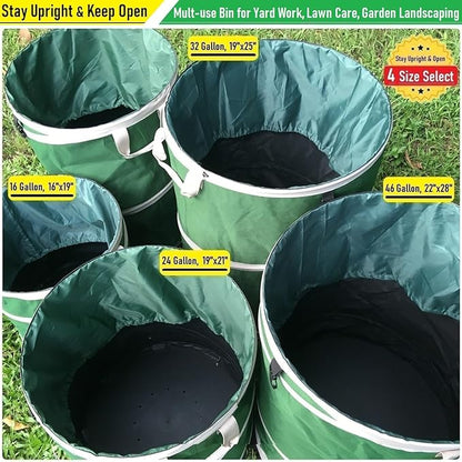 16 Gallon and 24 Gallon Collapsible Trash Can Solid Bottom for Pop-Up Trash Can,Recycling Bin,RV Camping Waste Bin,Laundry Hamper,Yard Waste Bag,Garden Debris Bag,Lawn Grass,Yard Weeds Bags,Leaf Bags
