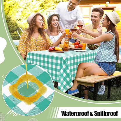 20 Packs Buffalo Disposable Table Cloth, 54 x 108 Inch Waterproof Plastic Tablecloth, Rectangle Teal and White Checkered Table Covers for Picnic, Birthday, Party, Back to School