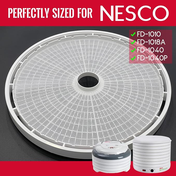 GUCUJI Round Silicone Dehydrator Sheets for NESCO FD-1010 FD-1018A FD-1040 FD-1040P, Non-Stick BPA Free, Pack of 4 (Premium Reusable Food Dehydrator Mesh Mats)