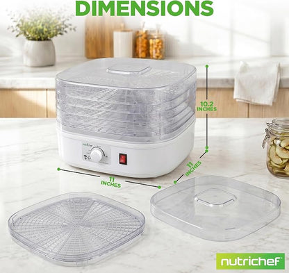 Nutrichef Food Dehydrator Machine | Dehydrates Beef Jerky, Meat, Food, Fruit, Vegetables & Dog Treats | Great For At Home Use | High-Heat Circulation for Even Dehydration | 5 Easy to Clean Trays