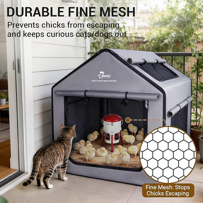 Brooder Box for Chick, 29"x29"x29" X-Large Chicken Brooder for 15-20 Chicks, Breathable Mesh Ventilation, Waterproof Removable Bottom Mat, Assembly Required, Easy Set up