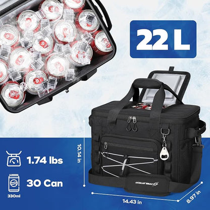 Maelstrom 30/40 Can Soft Cooler Bag, Leakproof Insulated Ice Chest | 24h Cold (With Ice), 5-Layer Insulation, Multi-Pockets ,Lightweight,Perfect For Camping, Beach, Hiking, Kayaking, Road Trips