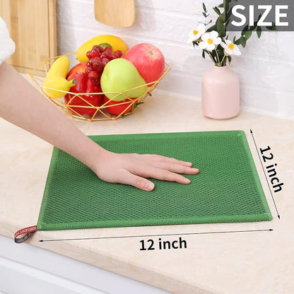 Homaxy 100% Cotton Waffle Weave Kitchen Dish Cloths, 7-Pack, Grass Green | 12 x 12 Inches, Ultra Soft Absorbent Dish Towels, Quick Drying Dish Rags with Hanging Loop