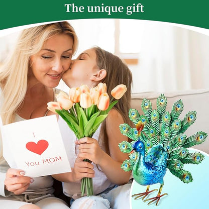 Metal Peacock Decor Garden Statue Yard Art Outdoor Sculpture for Lawn Patio Backyard Decoration,Housewarming Birthday Gifts for Women