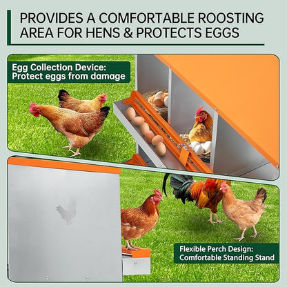 Garvee Nesting Boxes for Chickens, 4 Compartments Metal Chicken Nesting Box, Chicken Egg Laying Box with Large Vented Holes for Easy Egg Collection