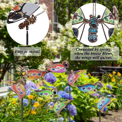 Juegoal Set of 4 Butterfly Garden Stake Decor, 32" Metal Colorful Butterflies Stakes, Yard Art Ornaments for Mom, Mothers Day Ideal Gifts, Outdoor Lawn Porch Pathway Patio Plant Pot Flower Bed