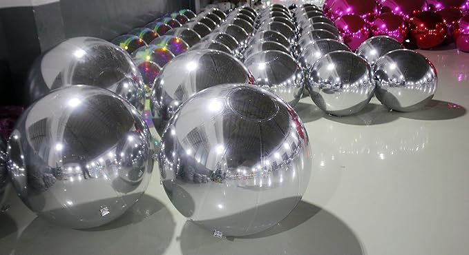 Generic Big Shiny Balls Giant Inflatable Mirror Balls for Events & Decor - Party, Advertising, Shows, Stage Decoration - Hanging & Standing-Various Sizes & Colors - Silver (2.5m/8.2ft)