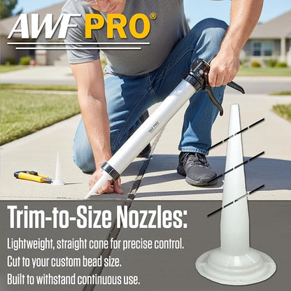 AWF PRO Sausage Caulking Gun 20 oz, 18:1 Thrust Ratio, Pack of 6 | 20 oz Foil Pack and 10 oz Cartridge Convertible, Aluminum Barrel, Includes 3 Tips